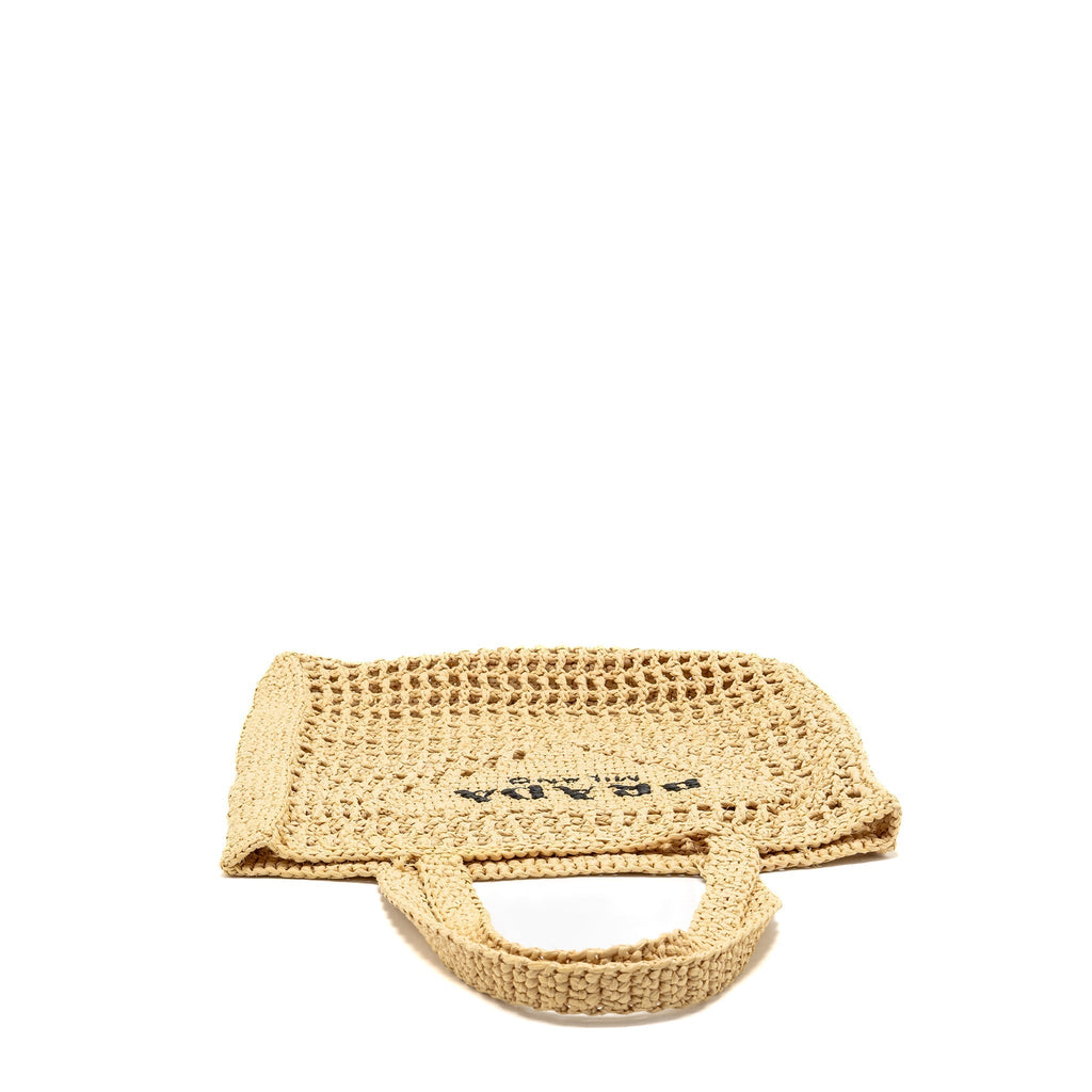 PRADA CROCHET TOTE BAG RAFFIA NATURAL