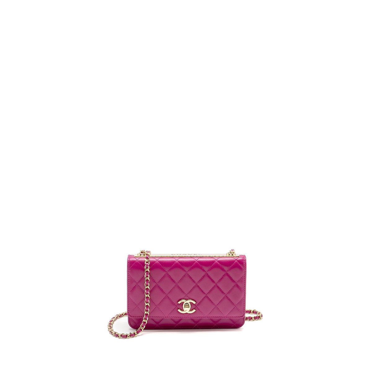 CHANEL TRENDY CC WALLET ON CHAIN LAMBSKIN FUCHSIA GHW
