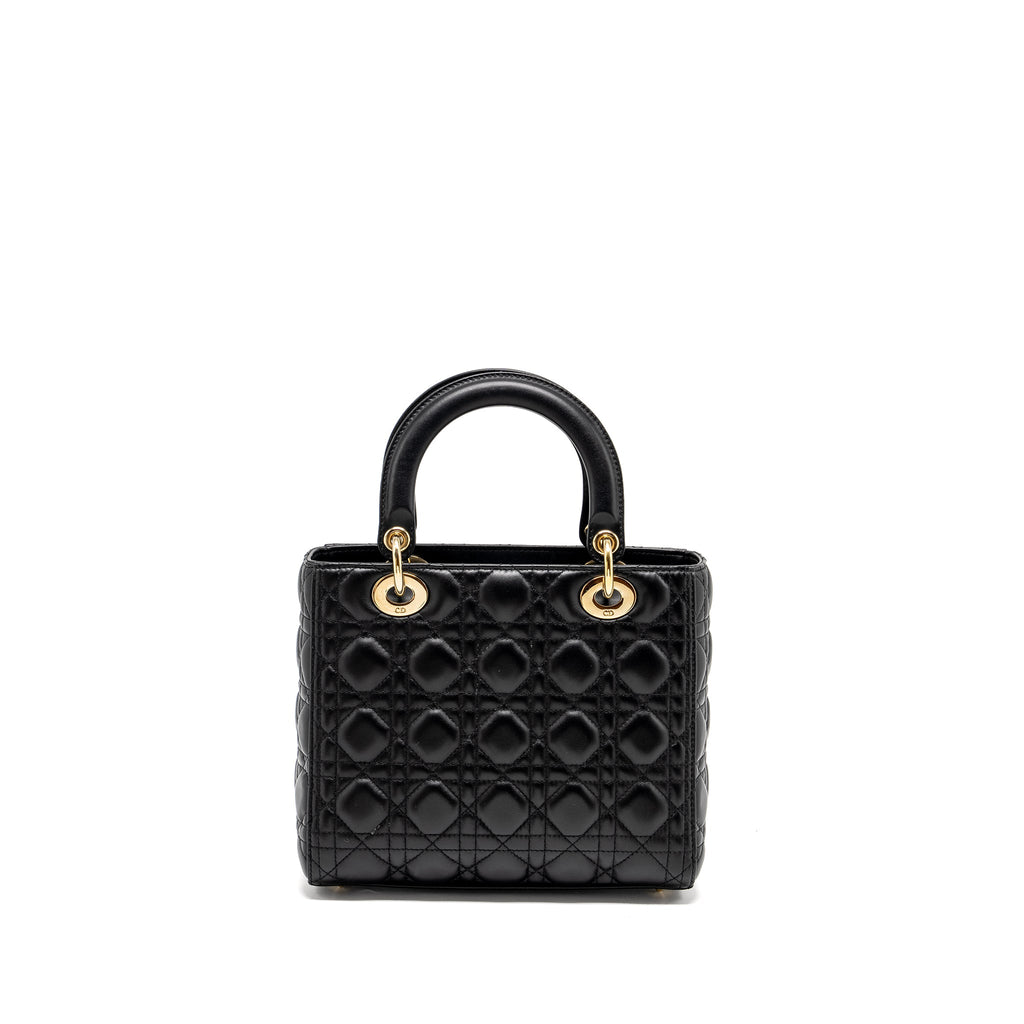DIOR MEDIUM LADY DIOR LAMBSKIN BLACK LGHW