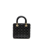 DIOR MEDIUM LADY DIOR LAMBSKIN BLACK LGHW