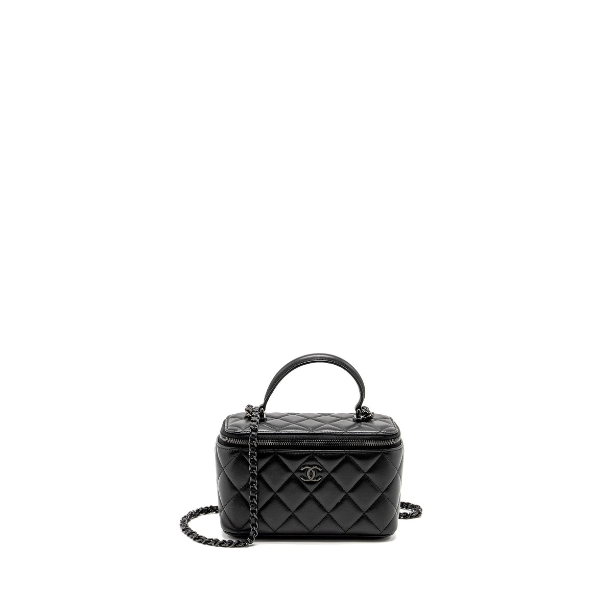 CHANEL LONG VANITY CASE LAMBSKIN SO BLACK (MICROCHIP)