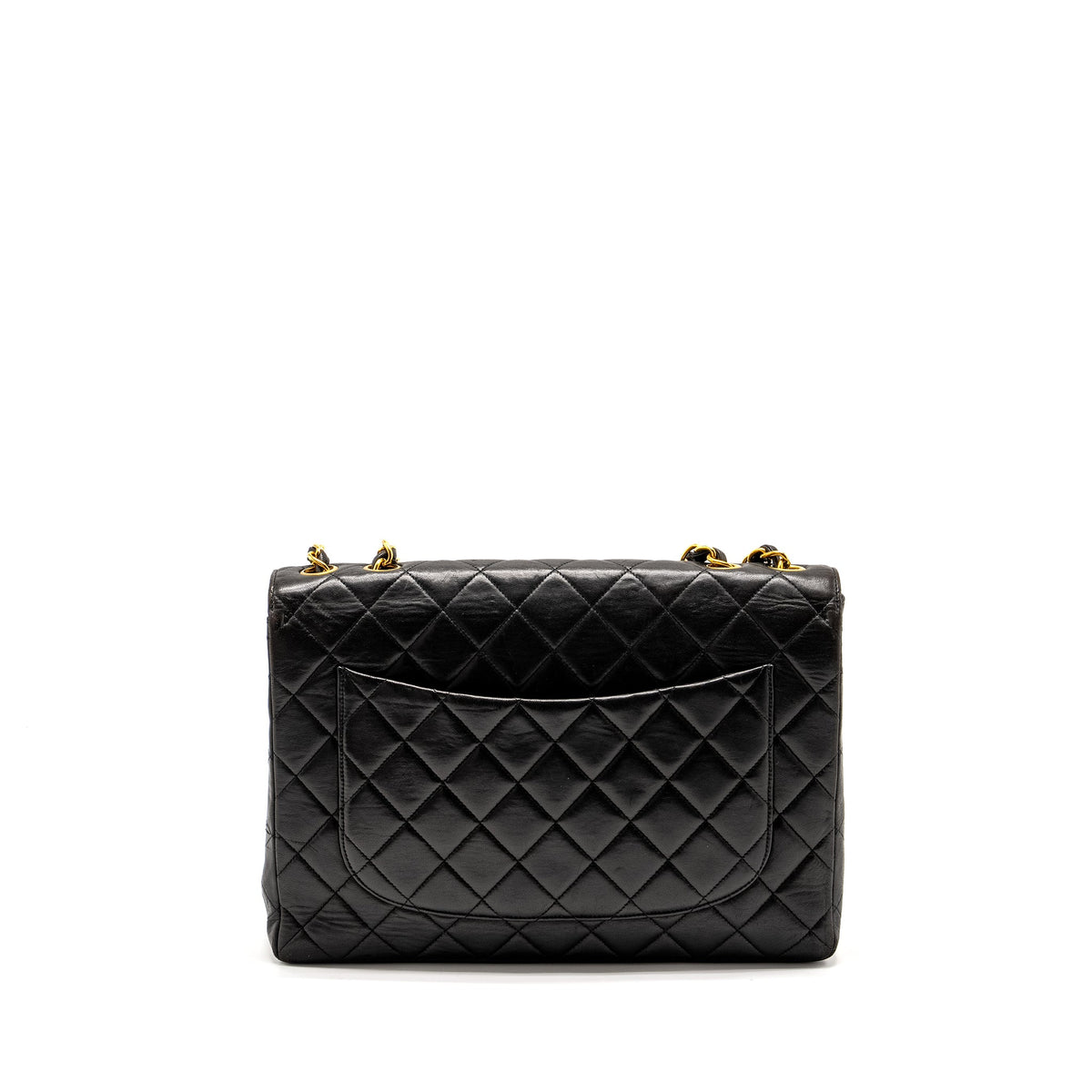 CHANEL VINTAGE JUMBO CLASSIC DOUBLE FLAP BAG LAMBSKIN BLACK GHW