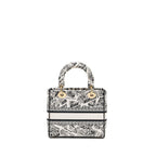 DIOR MEDIUM LADY D-LITE BAG PLAN DE PARIS EMBROIDERY CANVAS BLACK/WHITE LGHW