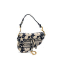 DIOR SADDLE BAG CANVAS LIMITED PRINT DARK BLUE / WHITE GHW