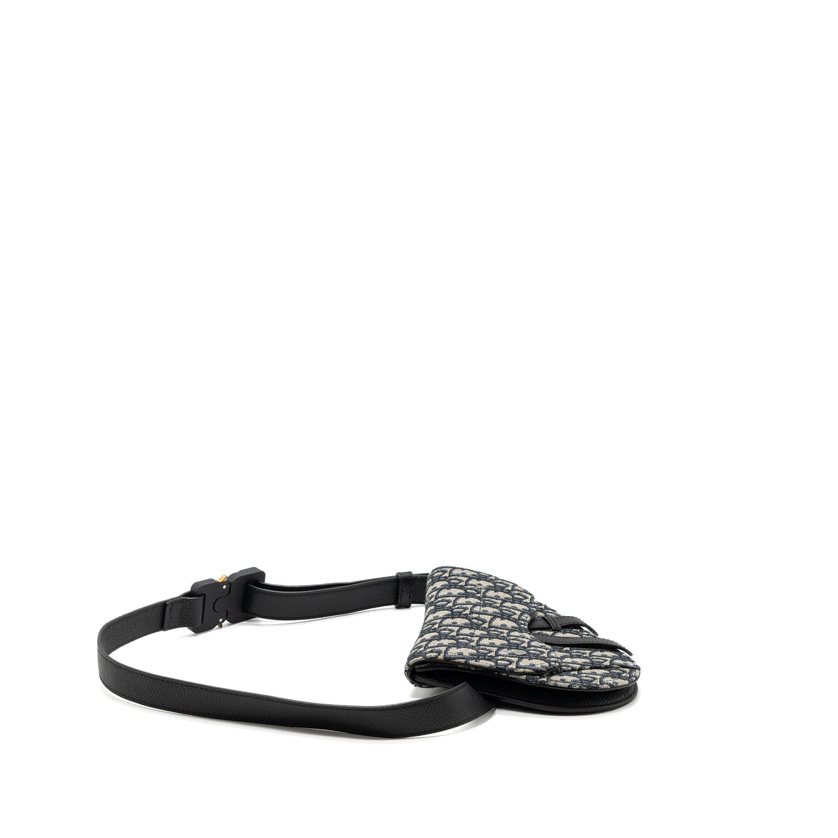 DIOR SADDLE BELT BAG BLUE DIOR OBLIQUE JACQUARD BLACK HARDWARE