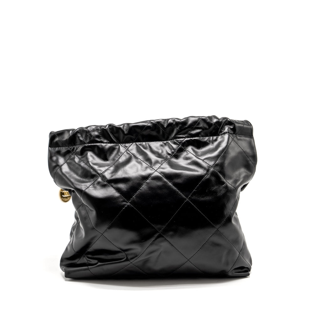 CHANEL MEDIUM 22 BAG SHINY CALFSKIN BLACK GHW (MICROCHIP)