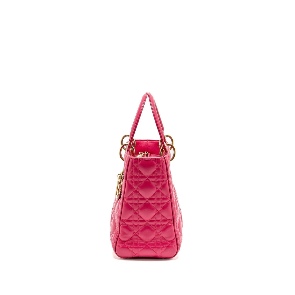 DIOR MEDIUM LADY DIOR LAMBSKIN PINK GHW