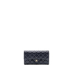 CHANEL CLASSIC LONG FLAP WALLET CAVIAR NAVY LGHW