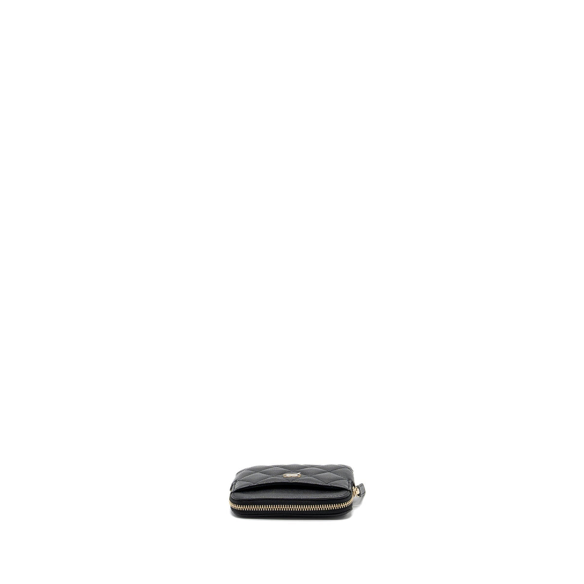 CHANEL SQUARE ZIPPER POUCH CARD HOLDER CAVIAR BLACK LGHW (MICROCHIP)