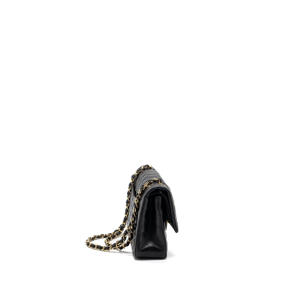 CHANEL MEDIUM CLASSIC FLAP BAG LAMBSKIN BLACK GHW