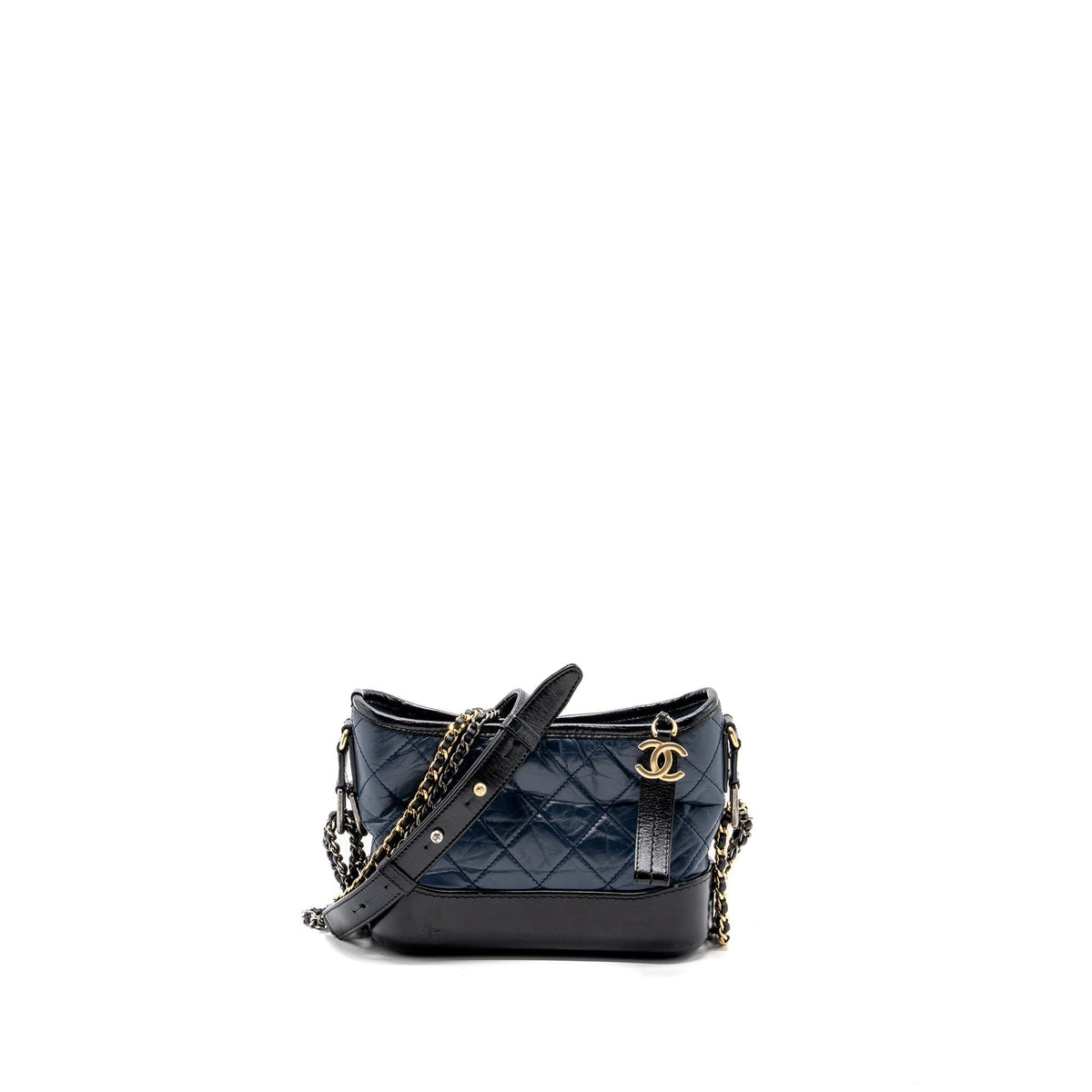 CHANEL SMALL GABRIELLE HOBO BAG CALFSKIN BLUE / BLACK MULTICOLOR HARDWARE