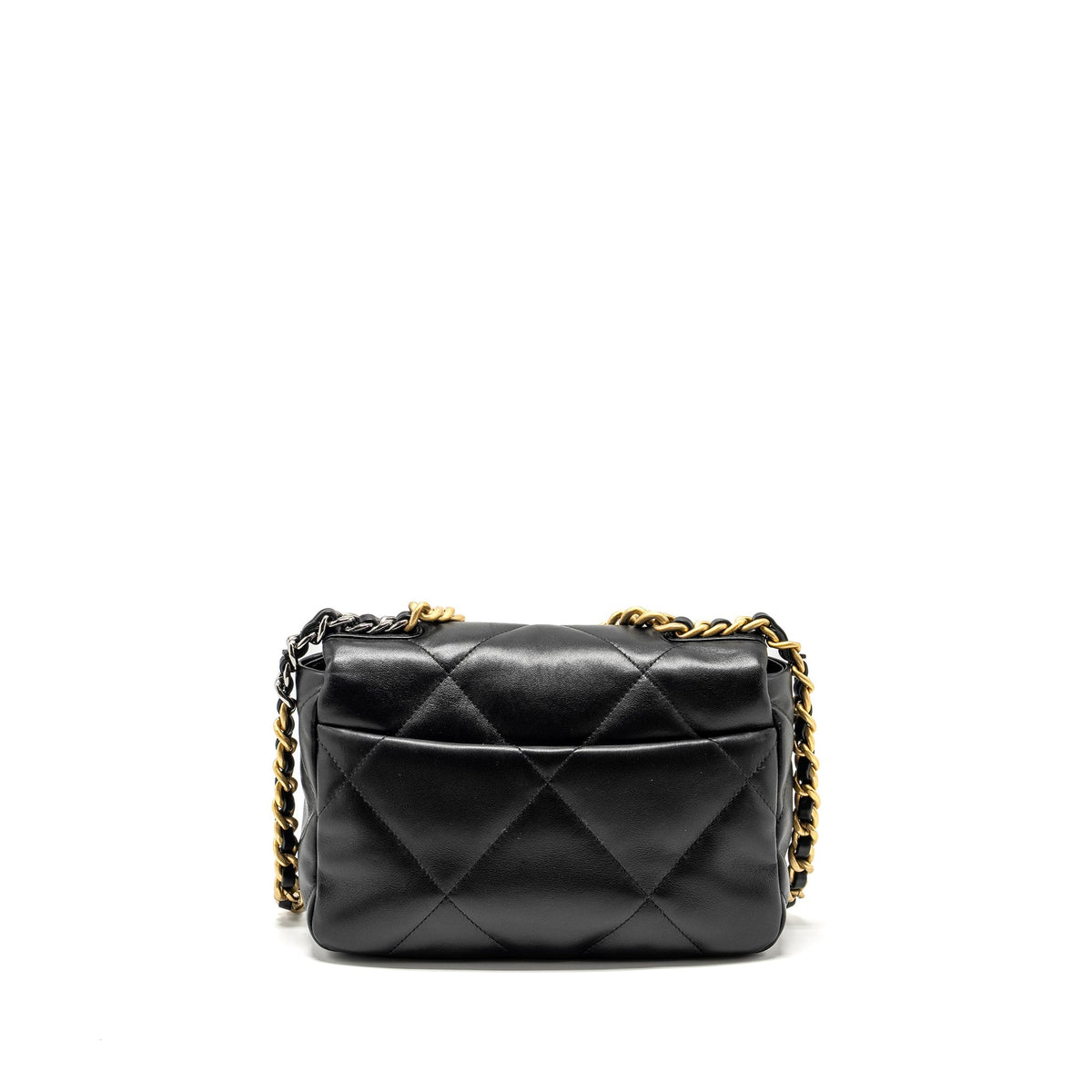 CHANEL SMALL 19 BAG LAMBSKIN BLACK MULTICOLOR HARDWARE