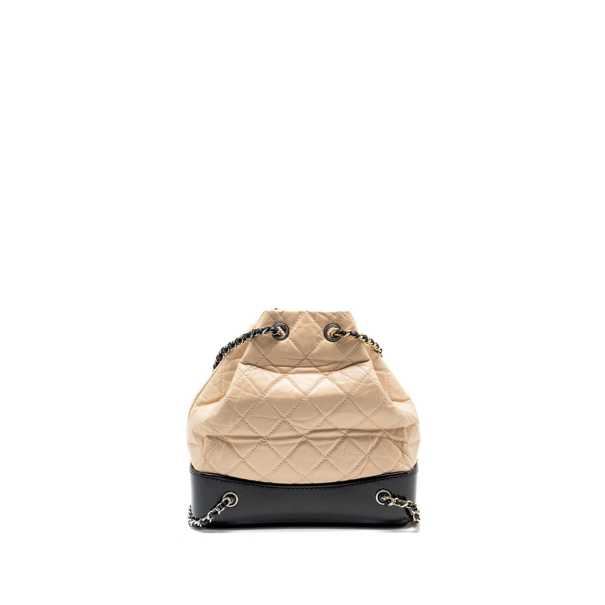CHANEL SMALL GABRIELLE BACKPACK AGED CALFSKIN BEIGE/BLACK MULTICOLOUR HARDWARE