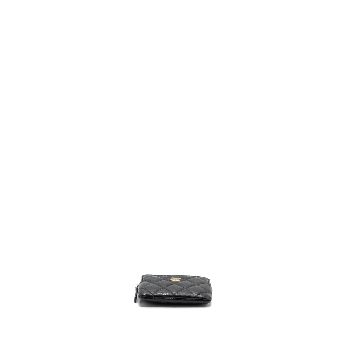 CHANEL SQUARE ZIPPER POUCH CARD HOLDER CAVIAR BLACK LGHW (MICROCHIP)