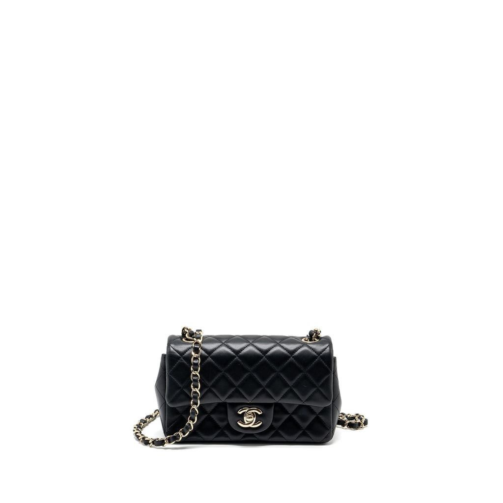 CHANEL MINI RECTANGULAR FLAP BAG LAMBSKIN BLACK LGHW