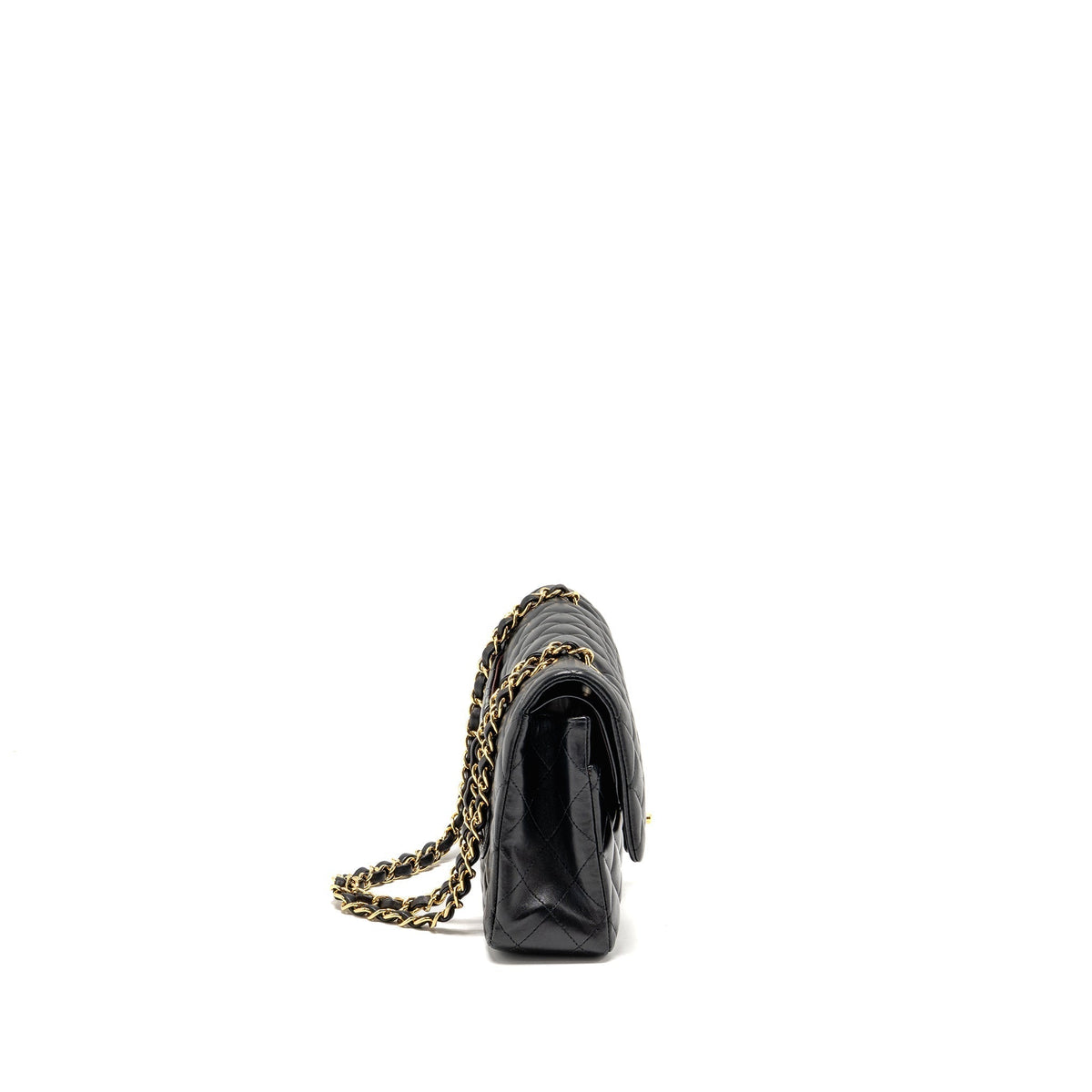 CHANEL MEDIUM CLASSIC DOUBLE FLAP BAG LAMBSKIN BLACK GHW