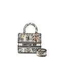 DIOR MEDIUM LADY D-LITE BAG PLAN DE PARIS EMBROIDERY CANVAS BLACK/WHITE LGHW