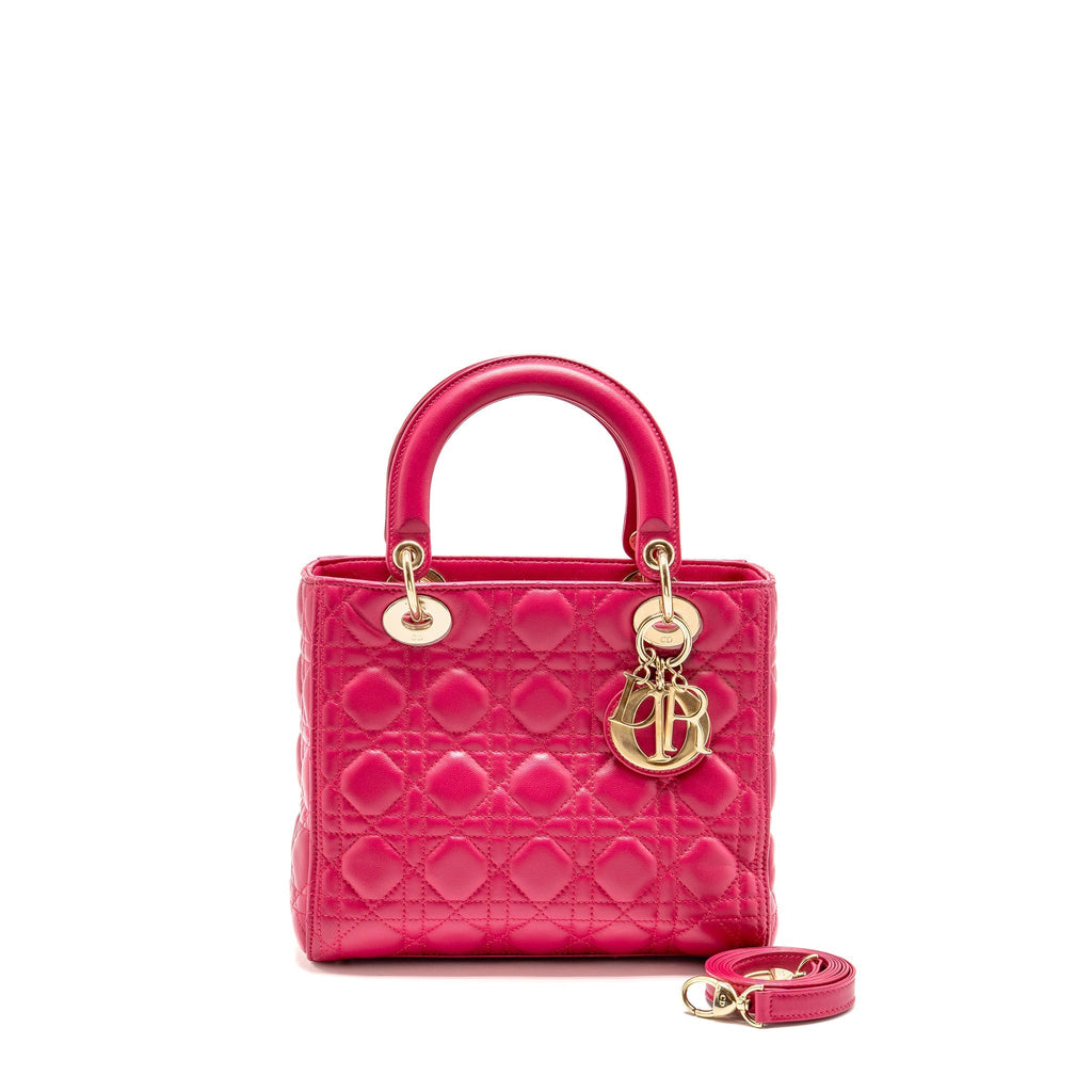 DIOR MEDIUM LADY DIOR LAMBSKIN PINK GHW