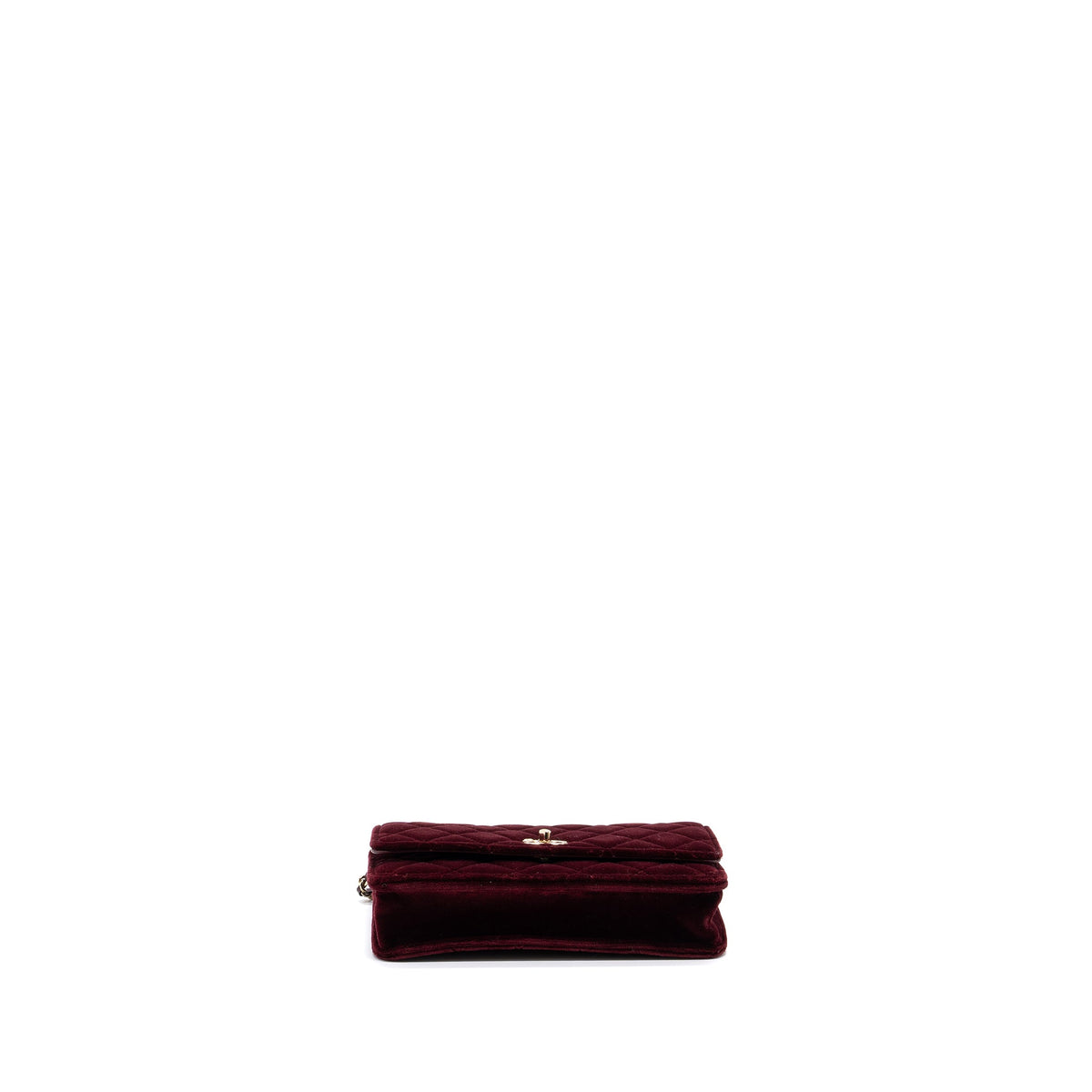 CHANEL CRYSTAL PEARL CRUSH WALLET ON CHAIN VELVET BURGUNDY LGHW