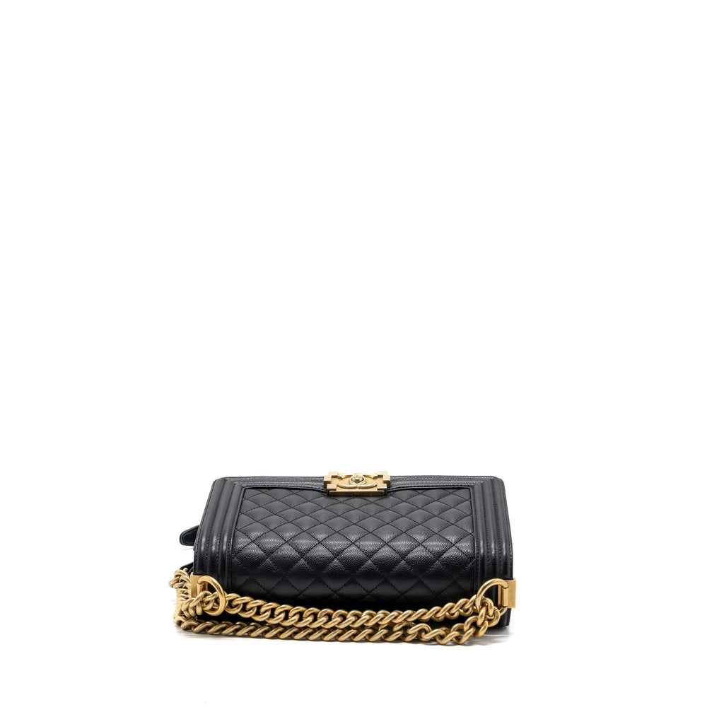 CHANEL MEDIUM CLASSIC BOY BAG CAVIAR BLACK GHW