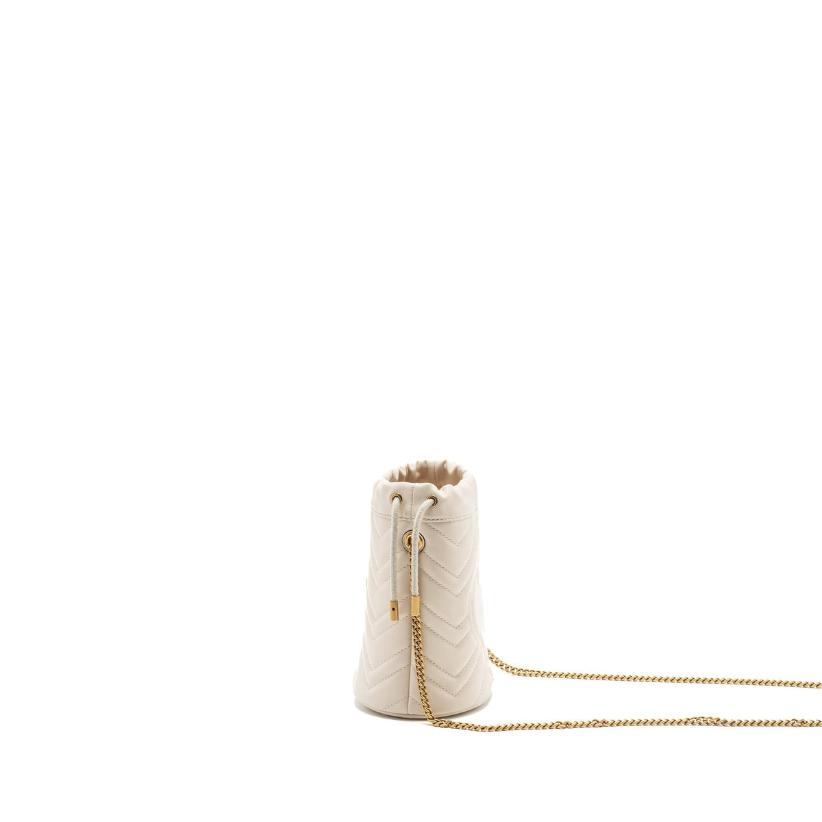 GUCCI GG MARMONT MINI BUCKET BAG CALFSKIN WHITE GHW