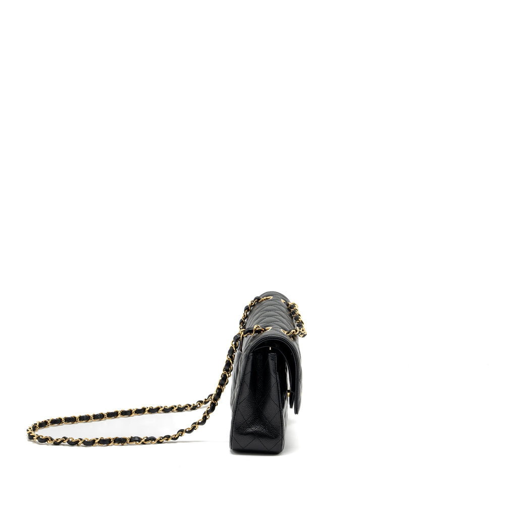 CHANEL MEDIUM CLASSIC DOUBLE FLAP BAG CAVIAR BLACK GHW (MICROCHIP)