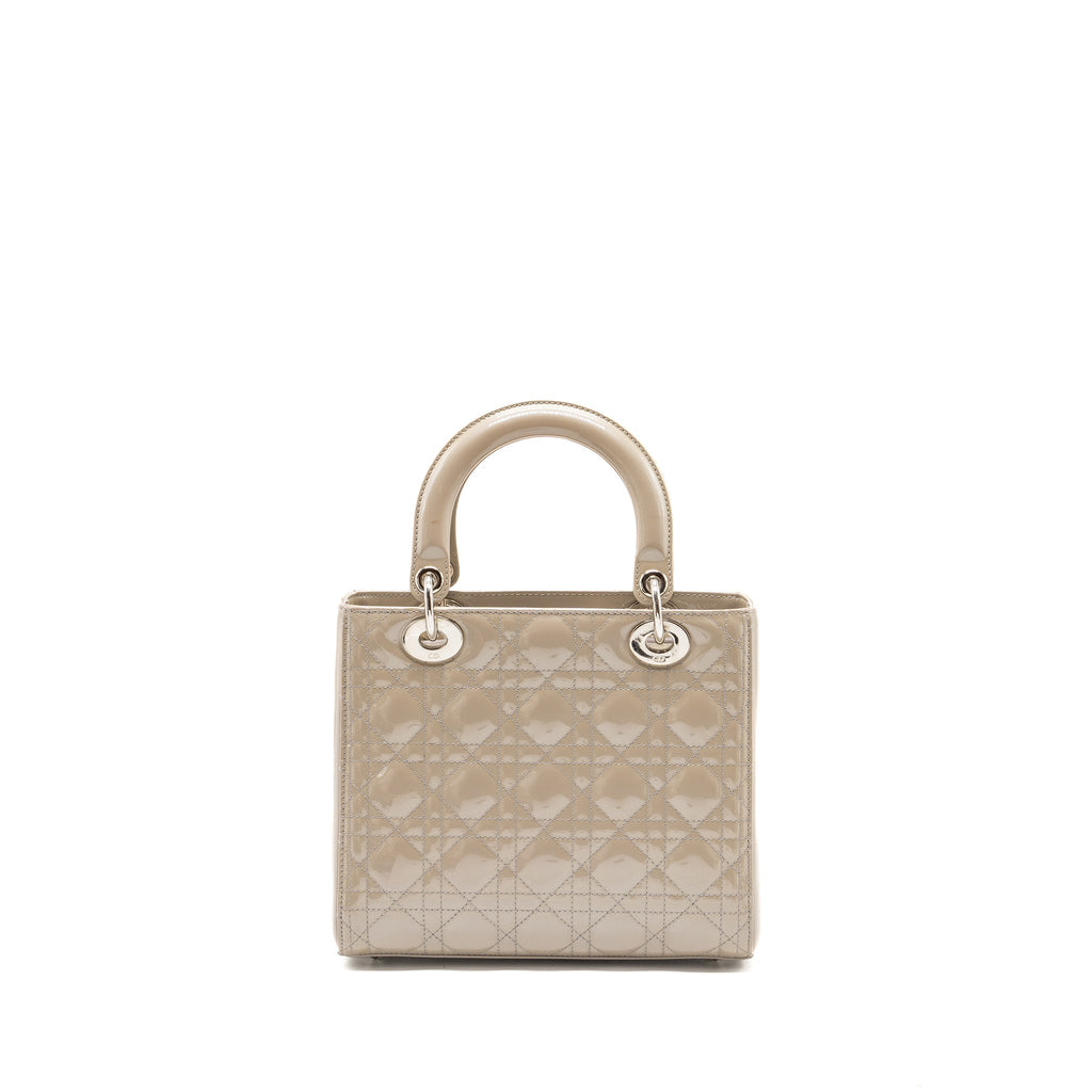 DIOR MEDIUM LADY DIOR PATENT LIGHT GREY SHW