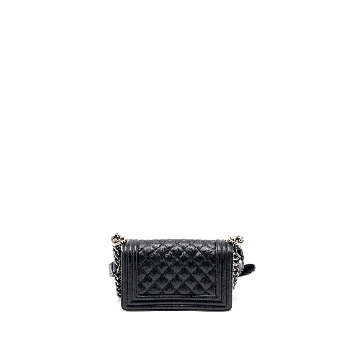 CHANEL SMALL BOY BAG CAVIAR BLACK RUTHENIUM HARDWARE (MICROCHIP)