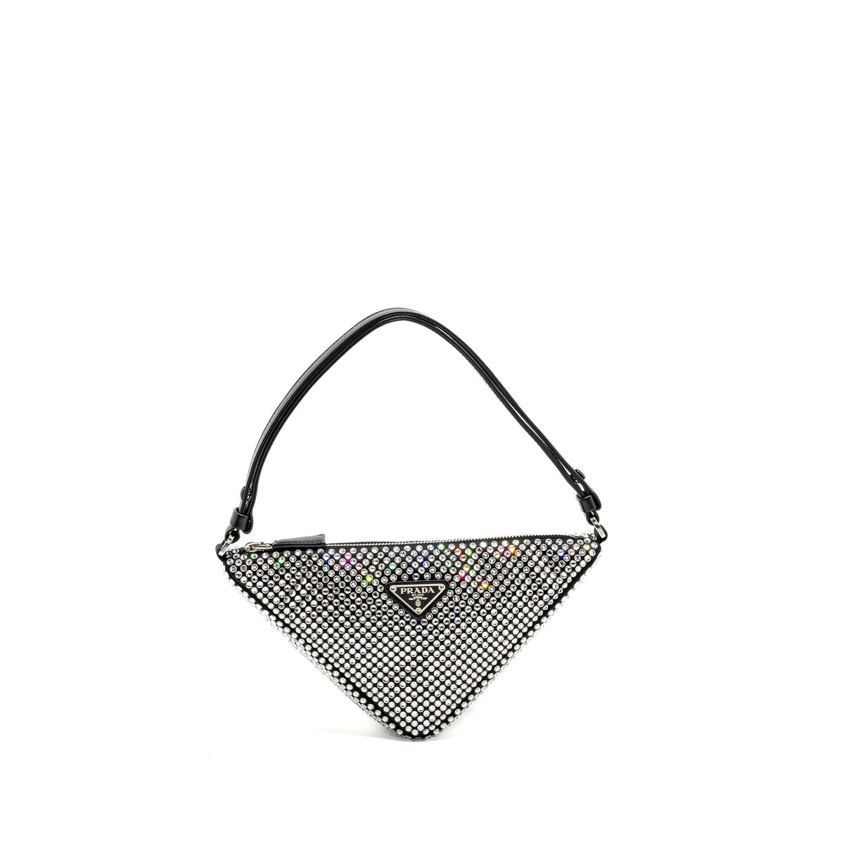 PRADA TRIANGLE POUCH CRYSTAL EMBELLISHED BLACK SHW