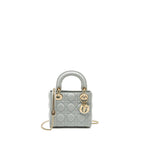DIOR MINI LADY DIOR LAMBSKIN LIGHT BLUE LGHW