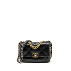 CHANEL SMALL 19 BAG LAMBSKIN BLACK MULTICOLOR HARDWARE