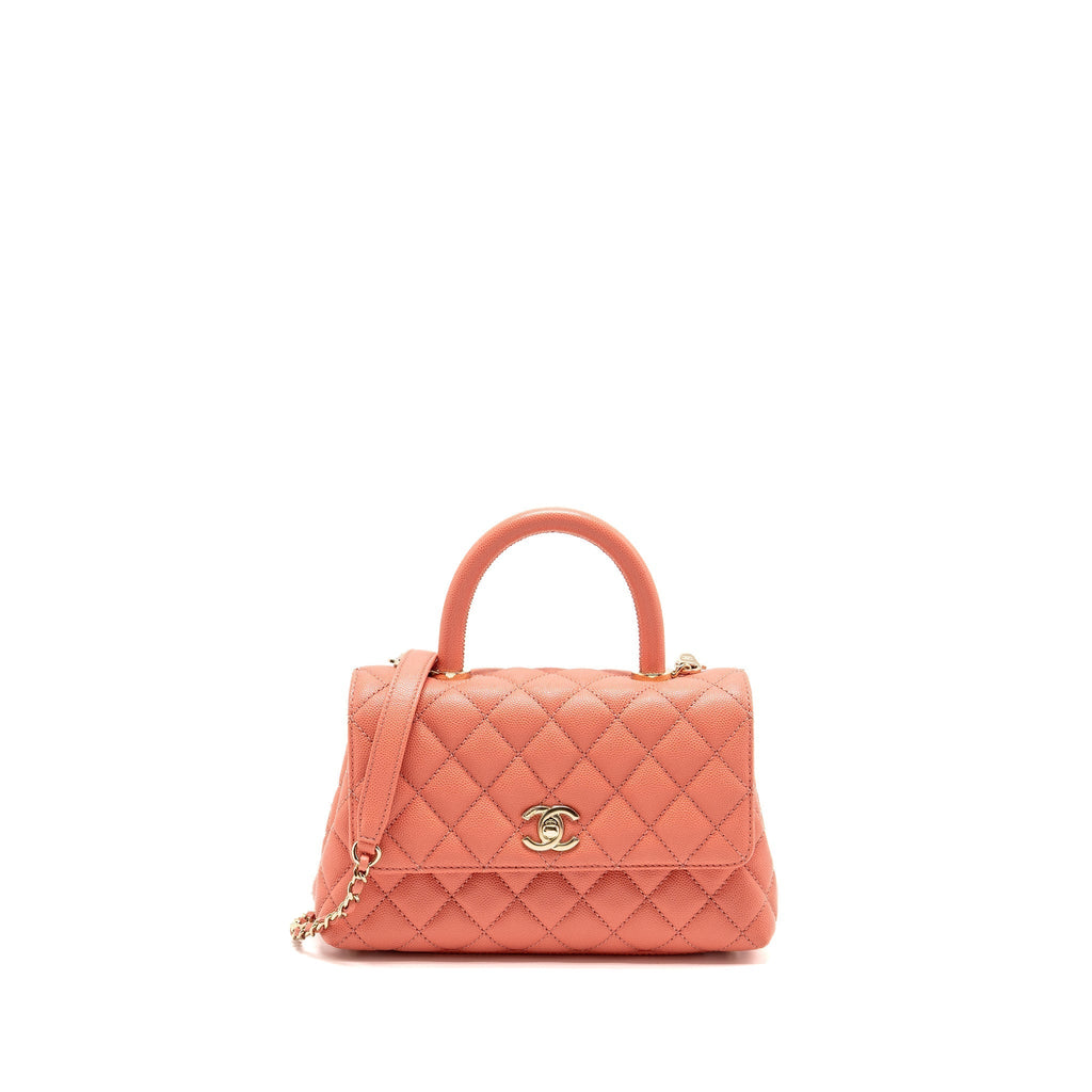 CHANEL SMALL COCO HANDLE CAVIAR PINK LGHW (MICROCHIP)