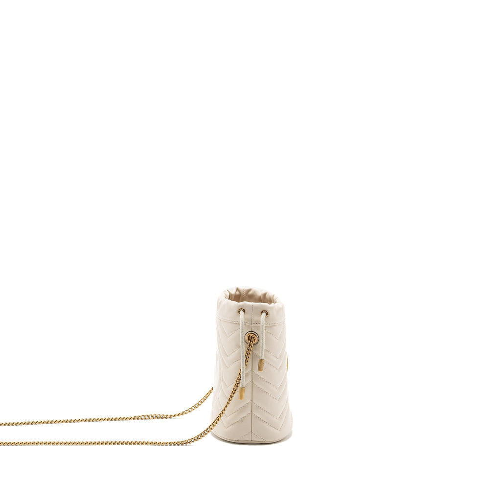 GUCCI GG MARMONT MINI BUCKET BAG CALFSKIN WHITE GHW