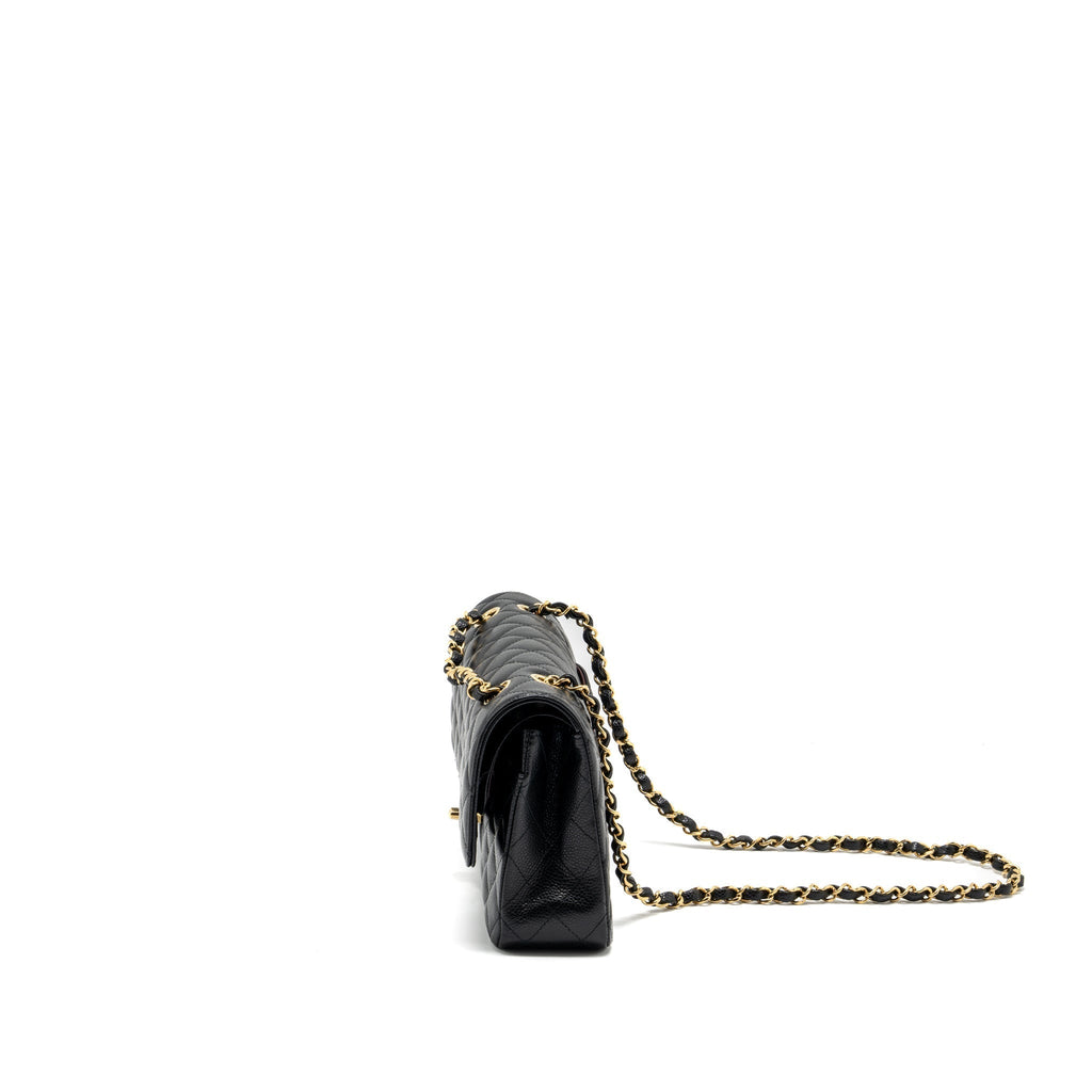 CHANEL MEDIUM CLASSIC DOUBLE FLAP BAG CAVIAR BLACK GHW (MICROCHIP)