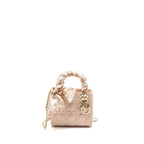 DIOR MINI LADY DIOR LAMBSKIN POWDER PINK LGHW