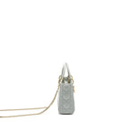 DIOR MINI LADY DIOR LAMBSKIN LIGHT BLUE LGHW