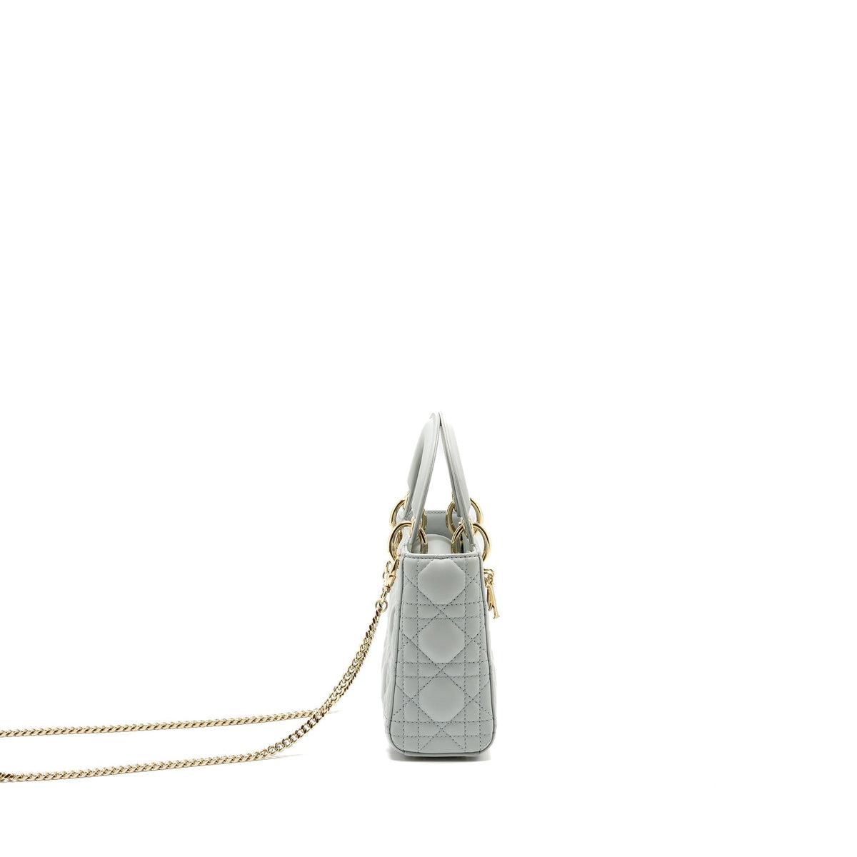 DIOR MINI LADY DIOR LAMBSKIN LIGHT BLUE LGHW