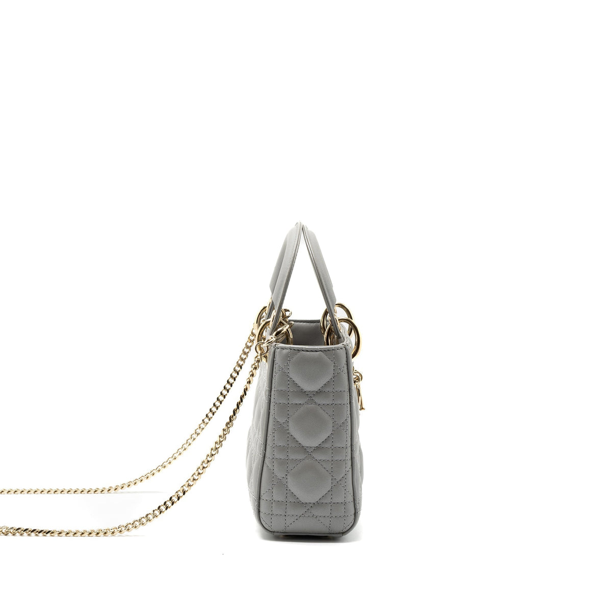 DIOR MINI LADY DIOR LAMBSKIN GREY LGHW