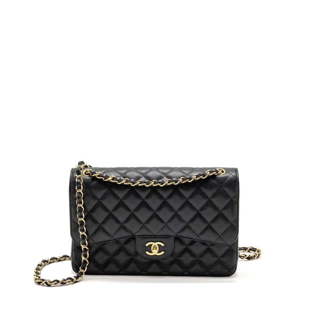 CHANEL JUMBO CLASSIC DOUBLE FLAP BAG CAVIAR BLACK GHW