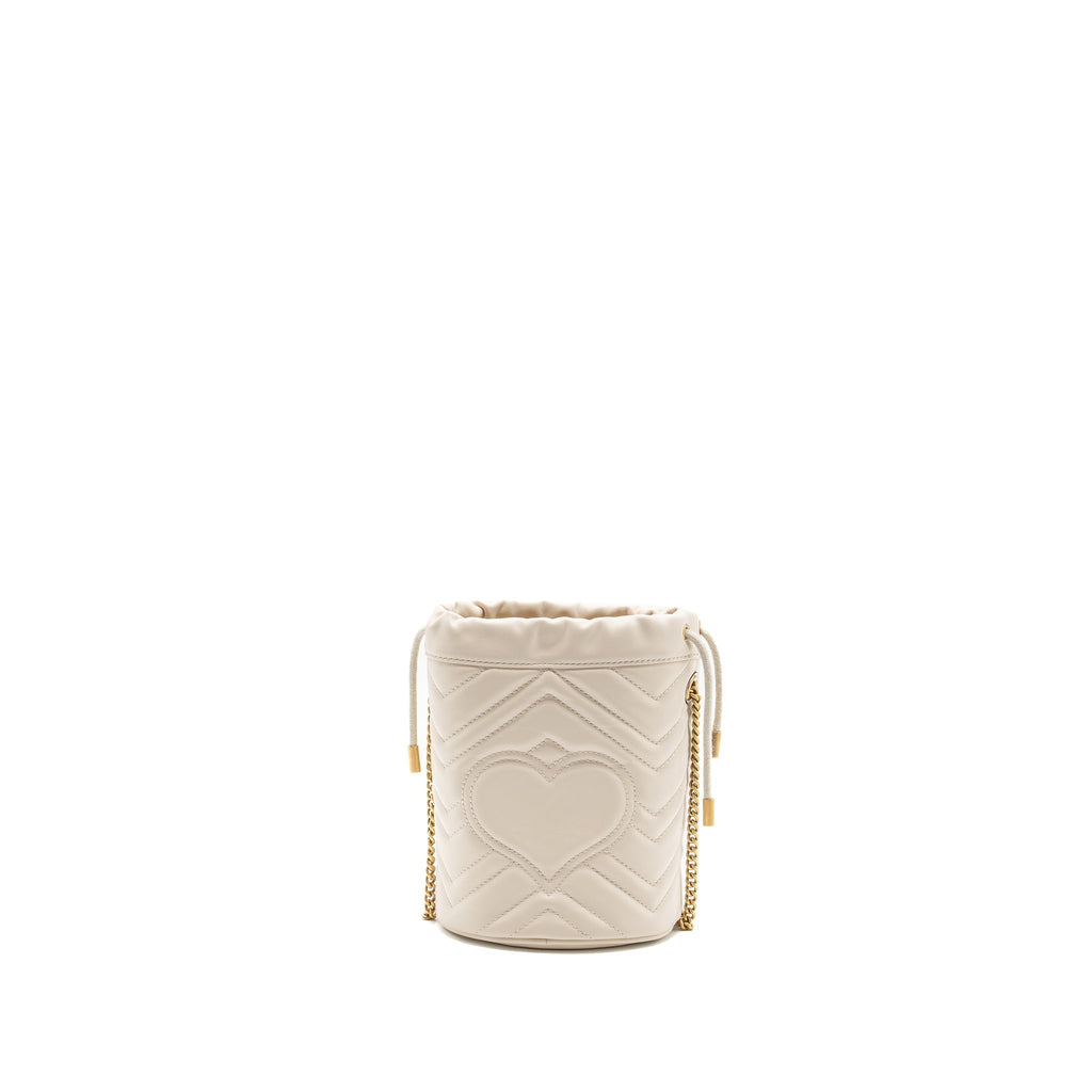 GUCCI GG MARMONT MINI BUCKET BAG CALFSKIN WHITE GHW