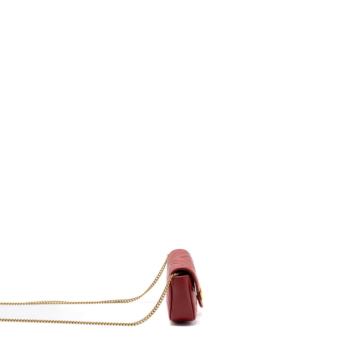 GUCCI MARMONT SUPER MINI MATELASSÉ CHEVRON CALFSKIN RED GHW