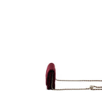CHANEL CRYSTAL PEARL CRUSH WALLET ON CHAIN VELVET BURGUNDY LGHW