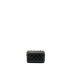 CHANEL 22K GOLD PILLAR LONG VANITY WITH ADJUSTABLE CHAIN LAMBSKIN BLACK GHW (MICROCHIP)