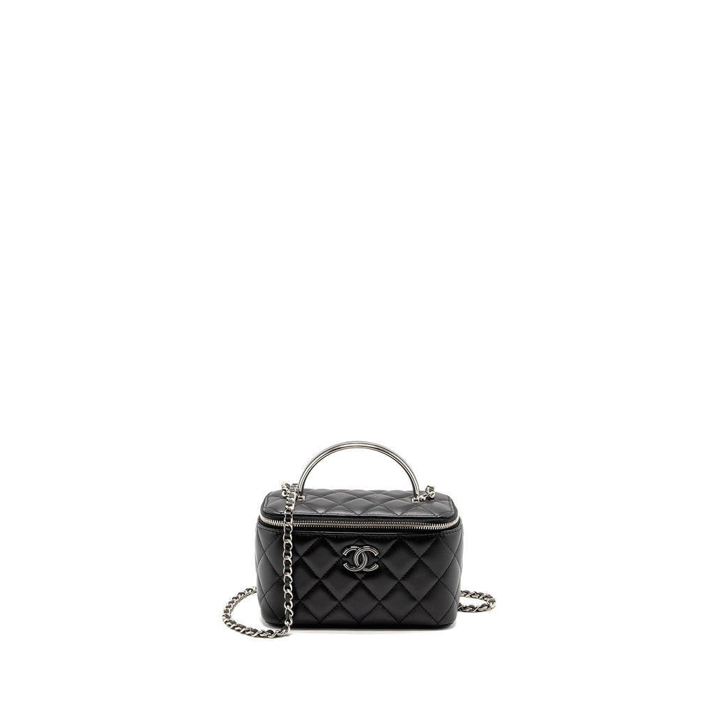 CHANEL TOP HANDLE LONG VANITY CASE LAMBSKIN BLACK SHW (MICROCHIP)