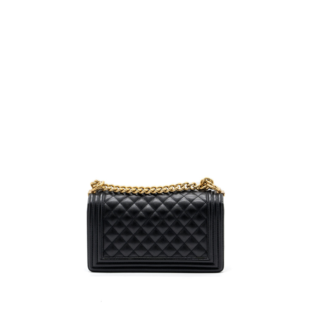 CHANEL MEDIUM CLASSIC BOY BAG CAVIAR BLACK GHW