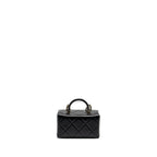 CHANEL 23K TOP HANDLE VANITY BAG SHINY CALFSKIN BLACK GHW (MICROCHIP)