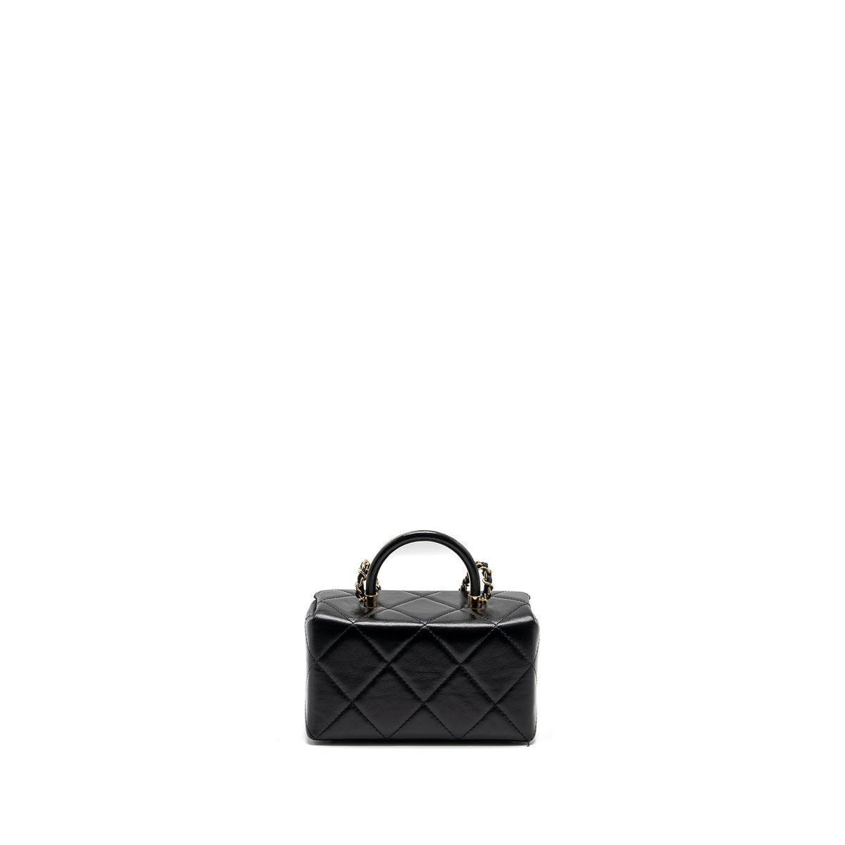 CHANEL 23K TOP HANDLE VANITY BAG SHINY CALFSKIN BLACK GHW (MICROCHIP)