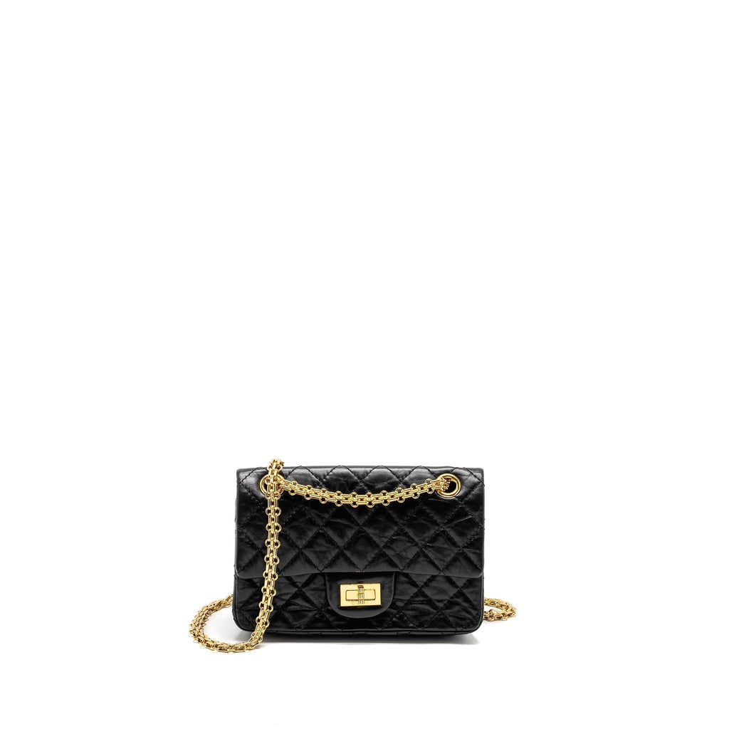 CHANEL MINI 2.55 REISSUE AGED CALFSKIN BLACK GHW