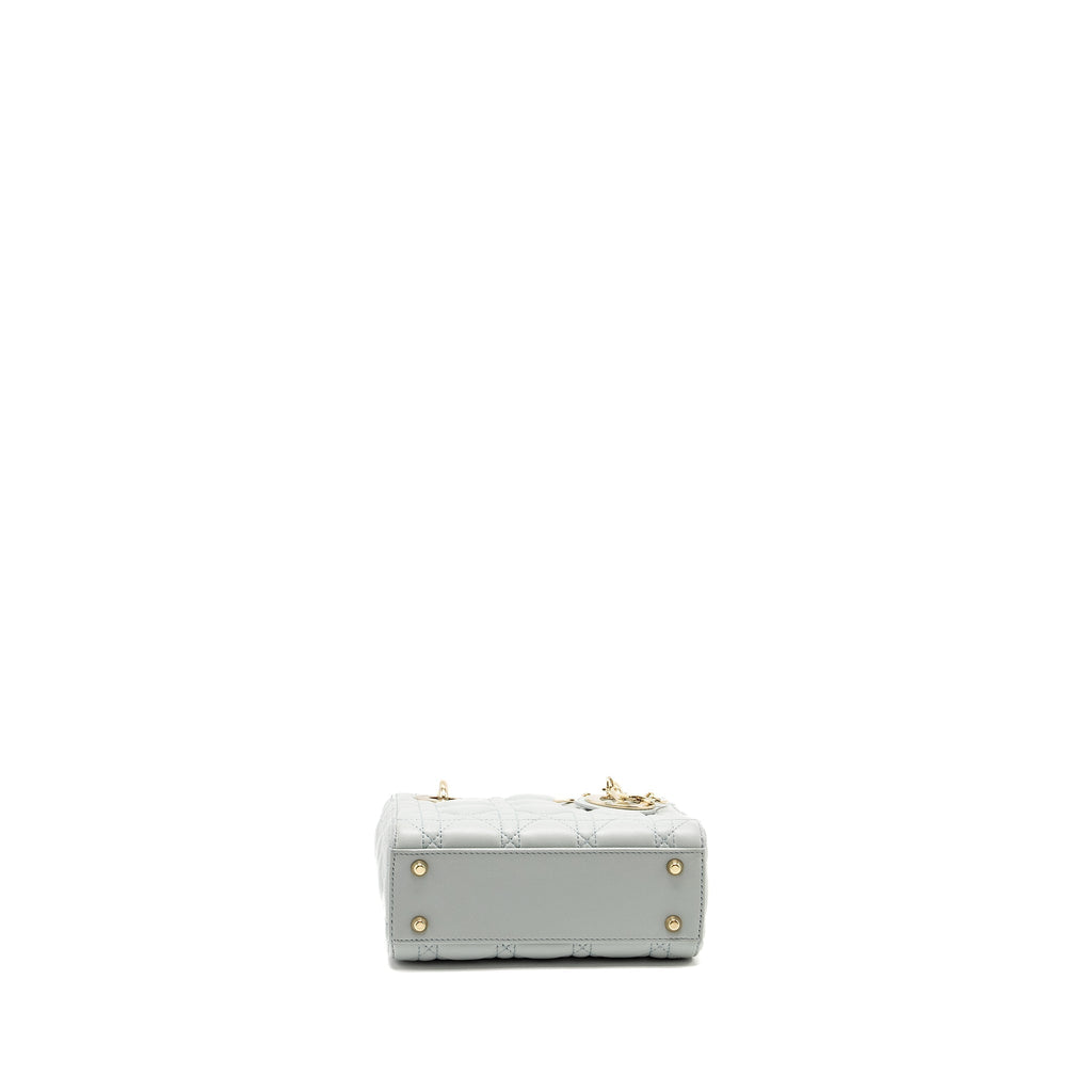 DIOR MINI LADY DIOR LAMBSKIN LIGHT BLUE LGHW