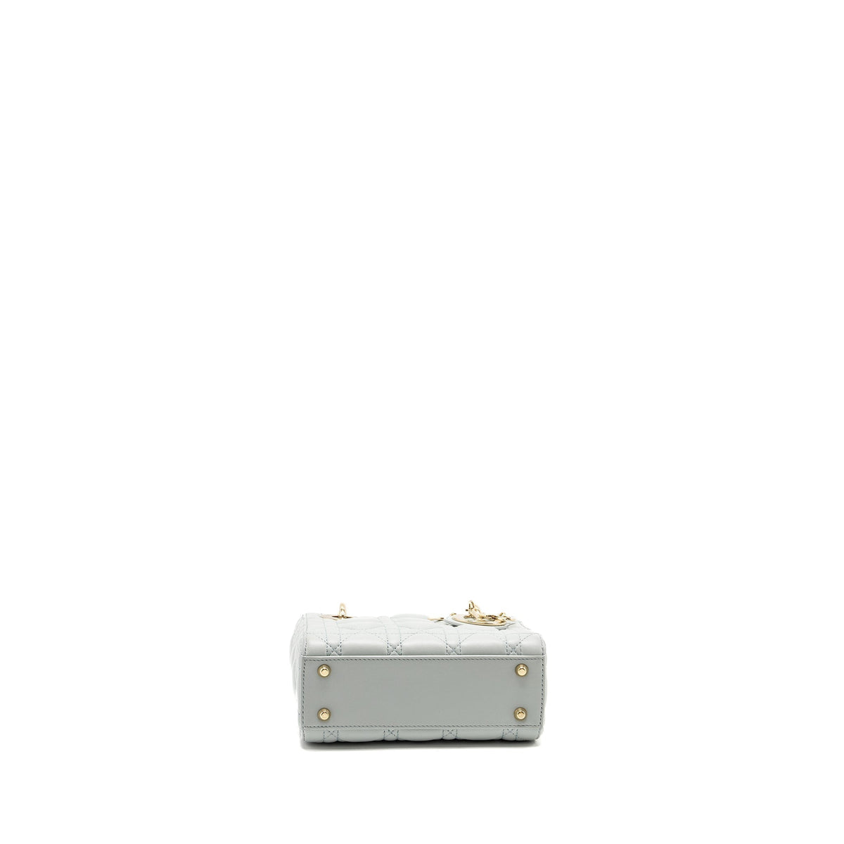 DIOR MINI LADY DIOR LAMBSKIN LIGHT BLUE LGHW